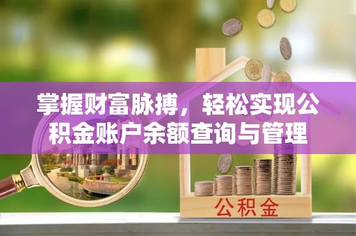 翁源掌握财富脉搏，轻松实现公积金账户余额查询与管理