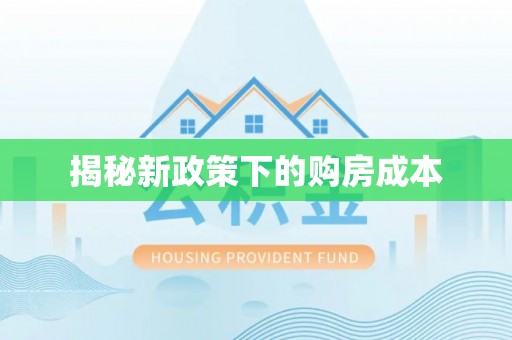 翁源揭秘新政策下的购房成本