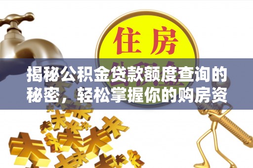 翁源揭秘公积金贷款额度查询的秘密，轻松掌握你的购房资金