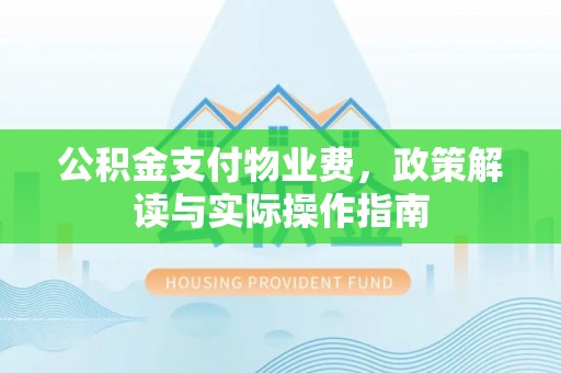 翁源公积金支付物业费，政策解读与实际操作指南