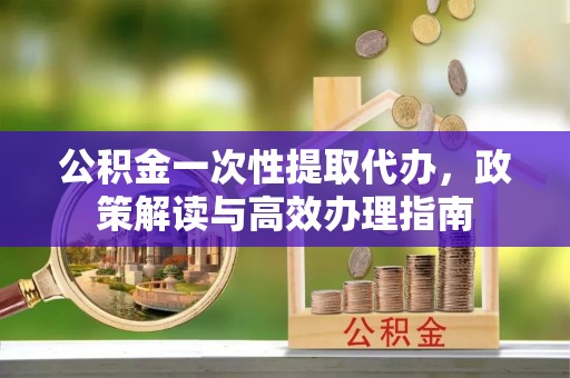 翁源公积金一次性提取代办，政策解读与高效办理指南